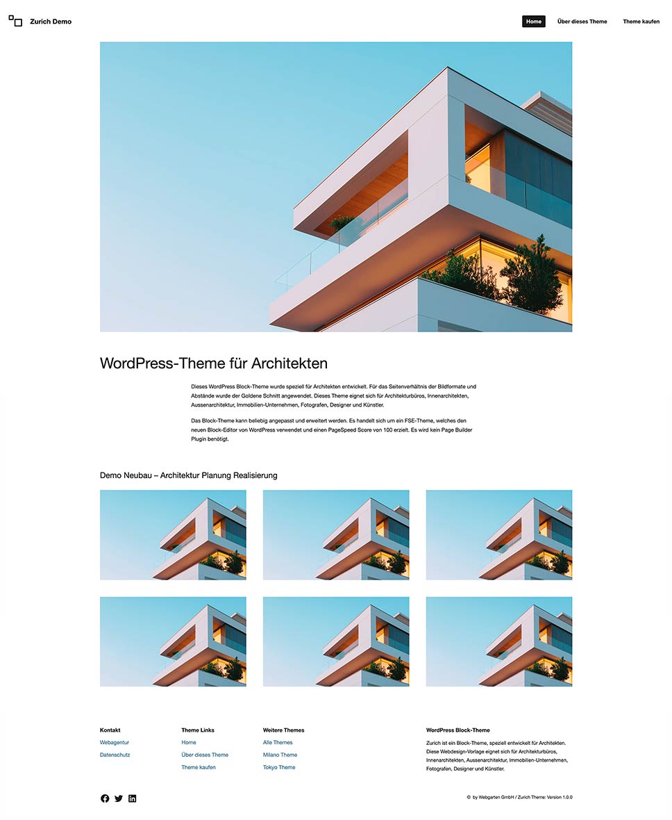 Screenshot Block-Theme Zurich