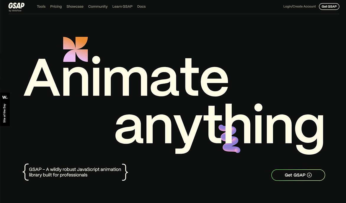 Screenshot GSAP Website: JavaScript für Scroll-Animationen