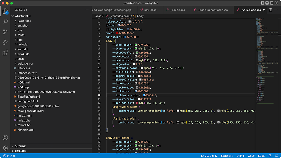 Code Ansicht Frontend-Entwickluing
