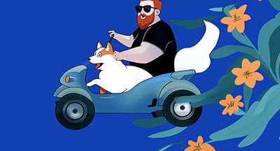 Grafik mit Mann im ahrefs Style